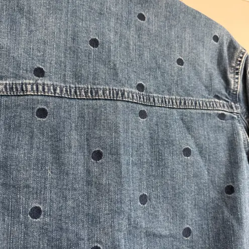 AZOE Polka Dot Denim Jean jacket Cropped Size Medium Blue