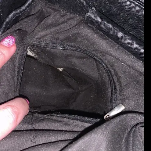 Black faux leather faux fur backpack Medium Size