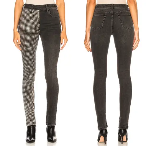 Alexander Wang Studded Panel Slim Jeans Grey Aged Size 27 NWT