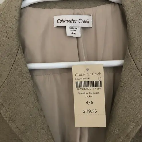Coldwater Creek NWT $120 Size 4/6 Small Tan Meadow Jacquard Jacket B1