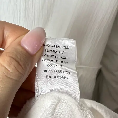 Mable Womens Romper Outfit White Balloon Sleeve Minimalist Coastal Casual size L Size L