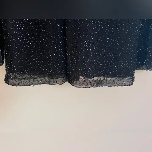 Chadwick's Vintage Black Beaded Top V-Neck Womens Large Fairy Whimsy Valentines