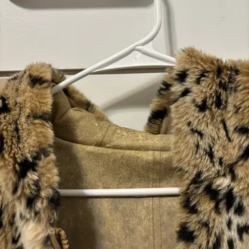 Vintage Giacca Cheetah Leopard Fur Jacket Tan Size M