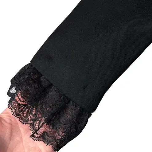 Bloomingdale’s Petite SZ 6P Wool Blazer Jacket Lined Collared Lace Accents Black