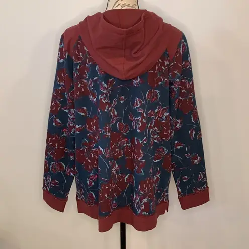 LOGO By Lori Goldstein LOGO Lounge Lori Goldstein floral zip front hooded sweatshirt jacket NWOT