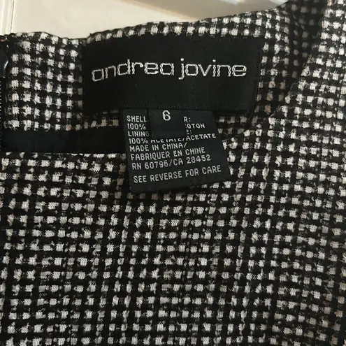 Andrea Jovine Black and White Plaid Tweed Cotton Mini Sleeveless Business Dress
