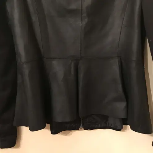 Bagatelle Leather Strip Black Peplum Jacket