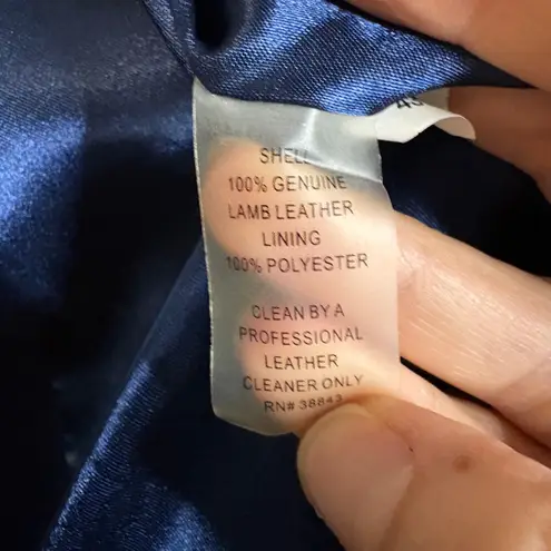 T Tahari Black Leather Collarless Zip Front Jacket Women's Size L