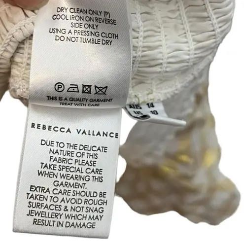 Rebecca Vallance NWT Almeria One Shoulder Mini Dress Metallic Gingham Size 14 Gold