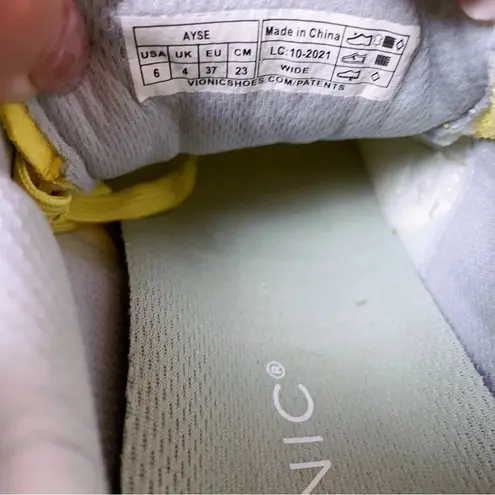 Vionic Ayse Womens Suede Trim Lace Up Athletic Running Shoes in Yellow Size 6