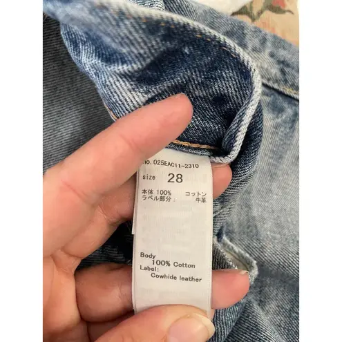 Moussy Womens Blue Distressed Highwaisted Frayed Hem Denim Shorts Size 28