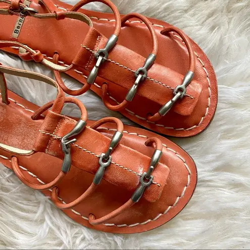 Bernardo Leather Gladiator Sandal Coral color with Silver Hook Detail