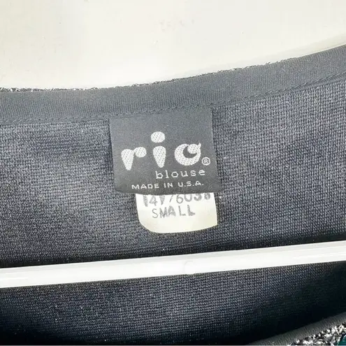 Vintage Rio Blouse Rainbow Sequin Shimmer Short Sleeve Shirt Size Small Pink