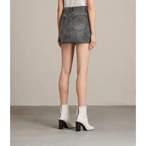 All Saints Betty Dark Gray Mini Denim Skirt 0