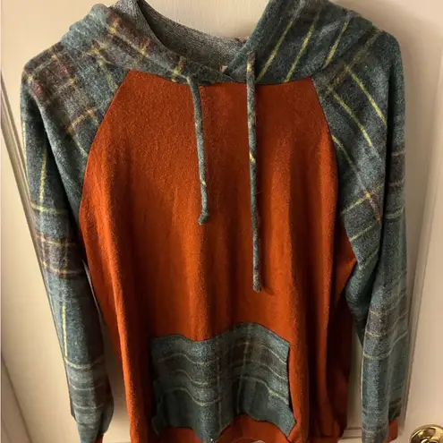 Plaid Patchwork Hoodie Sweatshirt