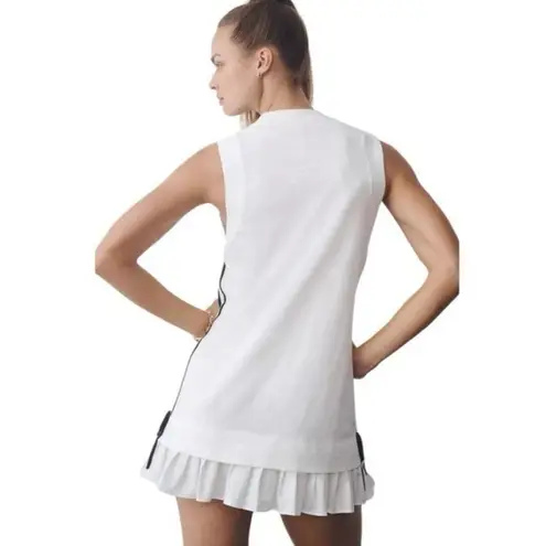 Anthropologie  Gola Layer Up Mini Dress Pleated Ruffled Hem Ivory Size L NEW