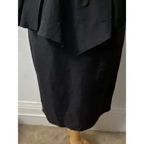 Vintage Wayne Diamond black Sweetheart tiered silky satin ruffled cocktail dress - Image 6