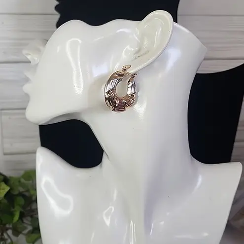 Tricolor Gold Chunky Hoop Earrings