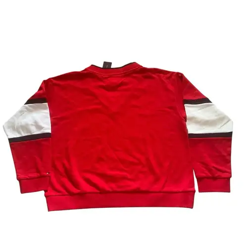 Tommy Hilfiger  denim sweatshirt sz large red and white v-neck pullover shirt
