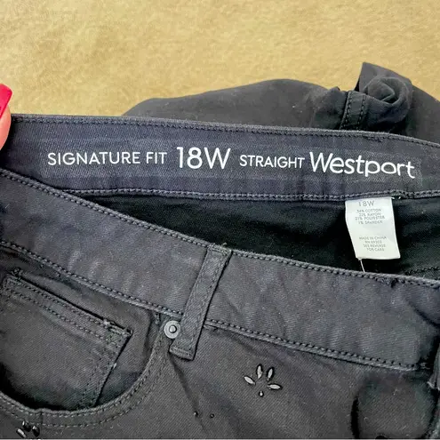 Westport NWT Mid-Rise Straight Leg Signature Fit Black Embellished Jeans 18W