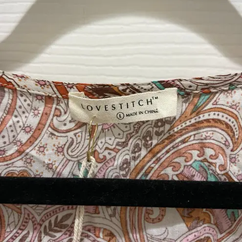 Lovestitch NWT- Paisley Print Ivy Tie Front Top