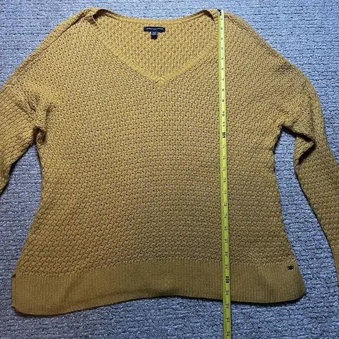 American Eagle Woman's XL Mustard Yellow Long Sleeve Knit Shirt