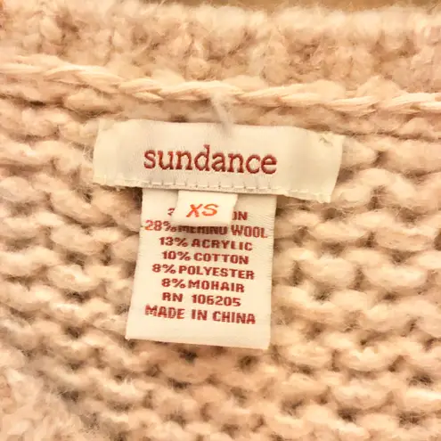 Sundance Wool Mohair Patchwork Asymmetrical Chunky Sweater Pink Cream XS