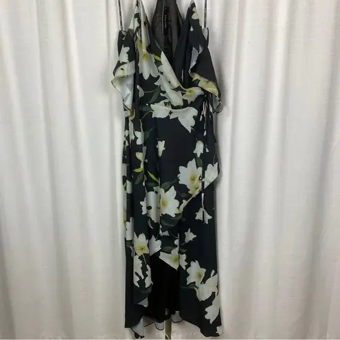 City Chic Black Elegant Floral Wrap Maxi Dress Sz.M(18) NWT