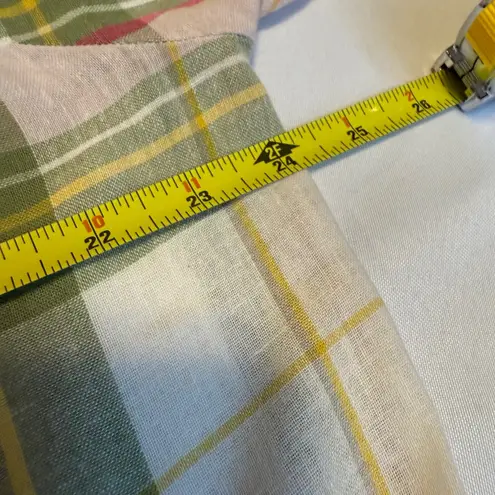 Time & Tru Plaid Button Up Top Long Sleeve Peplum Cinched Waist Bohemian Style # Pink Size 16