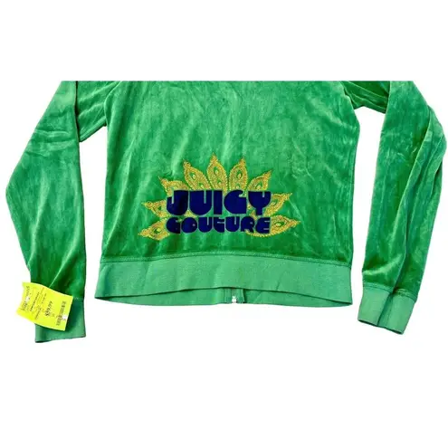 Juicy Couture Y2K Vintage  Tracksuit Set Velvet Velour Green Glittery Gold Sz M/L