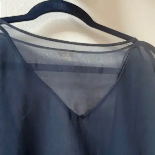 Heritage 1981 | Elegant Navy Sheer Women's Top Size Large
