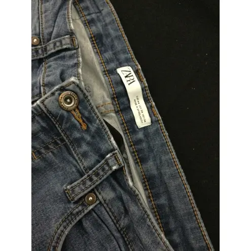 Zara Man Denim Jeans Light Wash Blue Slim Fit Casual Distressed Size undefined