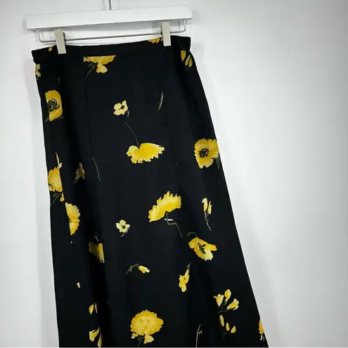 American Vintage Vintage Y2K Fairycore Yellow Sunflower Black Midi Skirt Size Medium Early 2000s