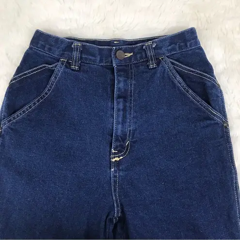 Vintage 50s Bareback Tapered Leg Cuffed Mom Jean Rockabilly Dark Wash Size 0 Blue