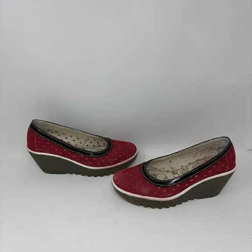 Fly London Yobe Yika Perforated Wedge Sandal Size 37 or US 6.5/7