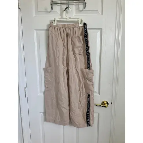Savage X Fenty Beige Cargo Pants Size S Elastic Waist Logo Tape Casual Lounge
