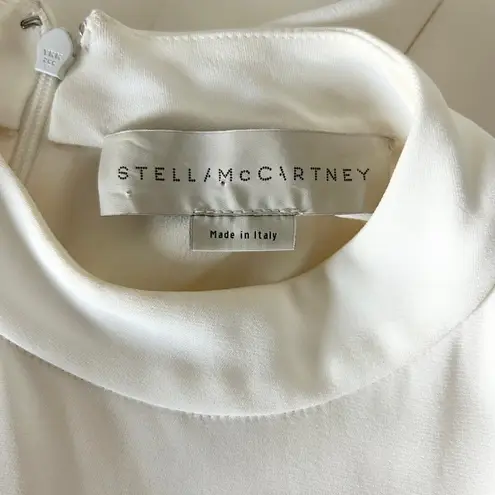 Stella McCartney White Sleeveless Mock Neck Fringe Trim Dress Size 8