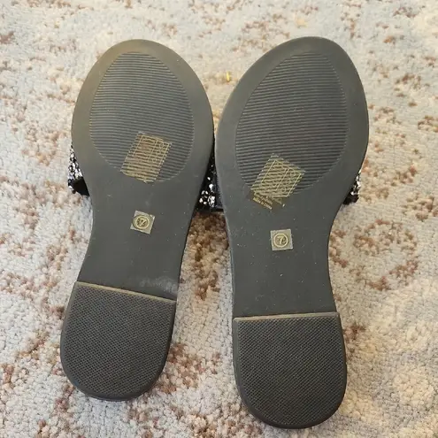 G.N.D. Rhinestone Slides Black Silver 7