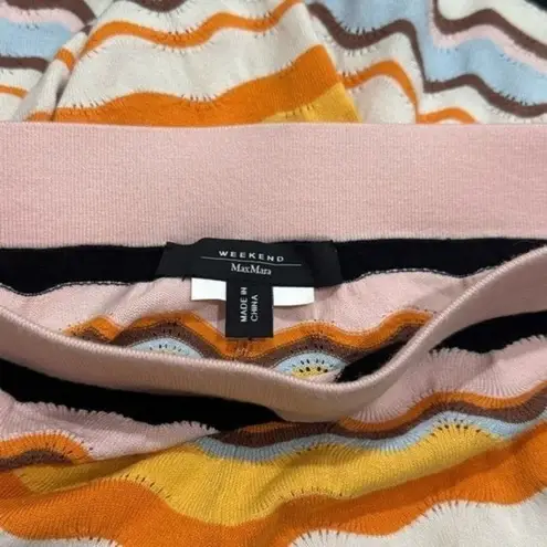 MaxMara Tenore Teouser Multicolor in Chevron Stripe Resort Travel Vacation XS Orange