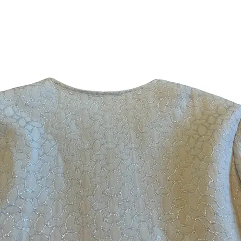 Club Monaco Cream Silver Metallic Blazer Jacket Cropped Oversized Size Large