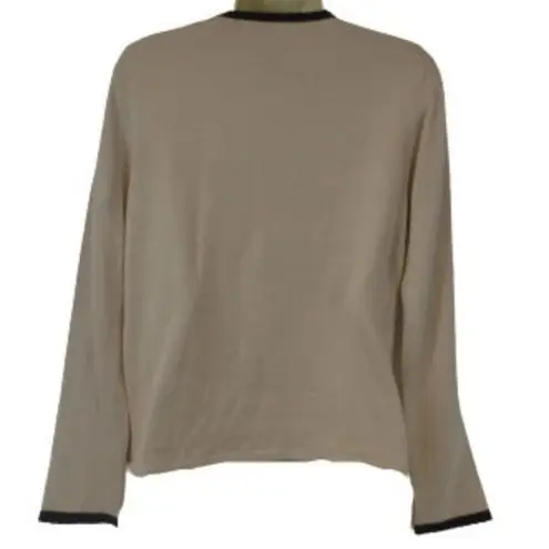 August Silk | Beige Cardigan w Black Trim & Cami