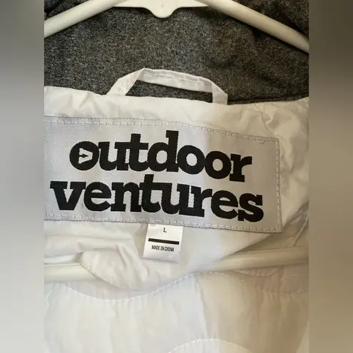 🌞Outdoor Ventures White Puffer with Gray Long Sleeve Lightweight Jacket #O Size L