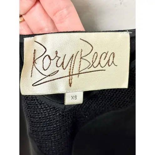 Rory Beca Silk Sleeveless V-Neck Mesh Trim Camisole Tank Top Black Women's XS