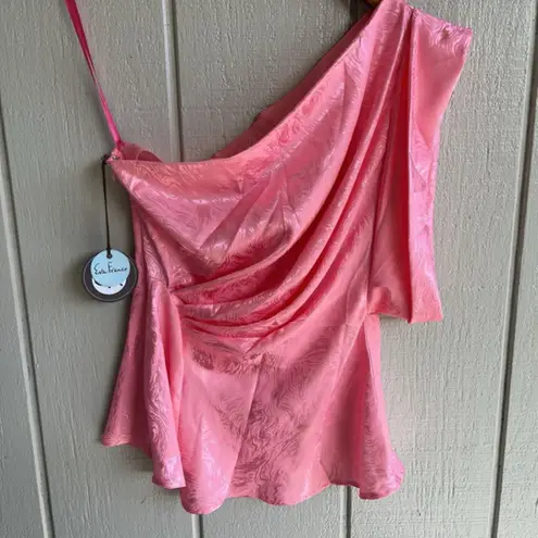 Eva Franco NWT Daphne One Shoulder Top in Pink Bubblegum Satin Size 4