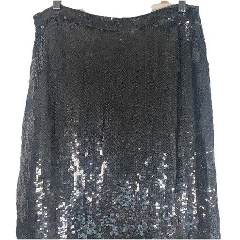 Vtg Swee Lo Skirt Women L Black Silk Sequin 80s Retro Party Cocktail Formal Glam Size L