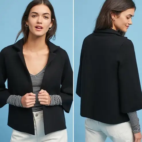 Anthropologie Moth Carey Blazer Cardigan Jacket Sz L Black Size L