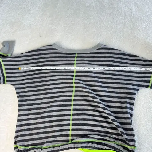 One Step Up Pullover Sweater Womens Size L Gray Black Striped Drop Shoulder Size L