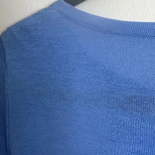 J. McLaughlin Blue Long Sleeve Button Cuff Knit Top Medium Silk Cotton