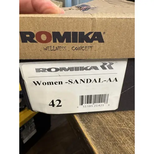 Romika Strappy Sandals Womens Size 10 Blue Leather Wedge Heel Comfort Slingback!