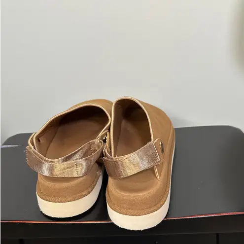 Womens Brown Faux Suede Clogs Mules Slip On Shoes Size 41 Euro